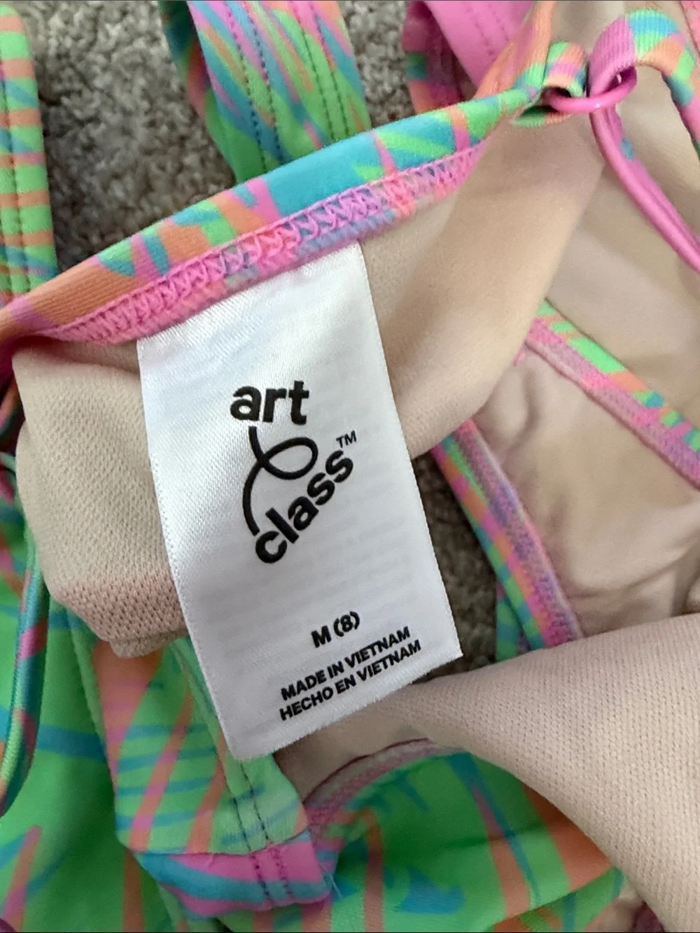 NWT Girls Palm Print Bikini Set - Multi Color Size Medium 8